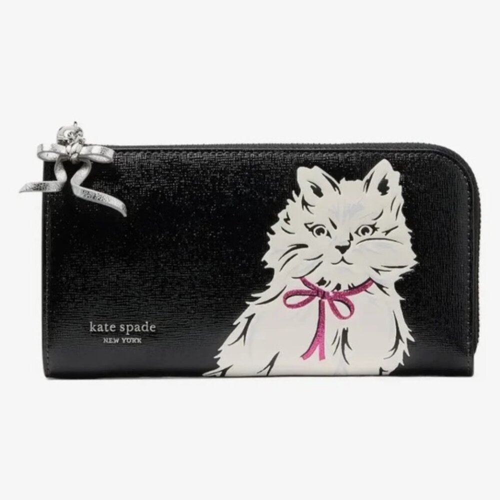 Kate Spade Whiskers Saffiano Leather Large Continental Zip Around Wallet